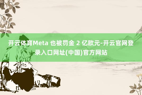 开云体育Meta 也被罚金 2 亿欧元-开云官网登录入口网址(中国)官方网站