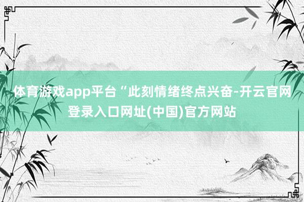 体育游戏app平台 “此刻情绪终点兴奋-开云官网登录入口网址(中国)官方网站